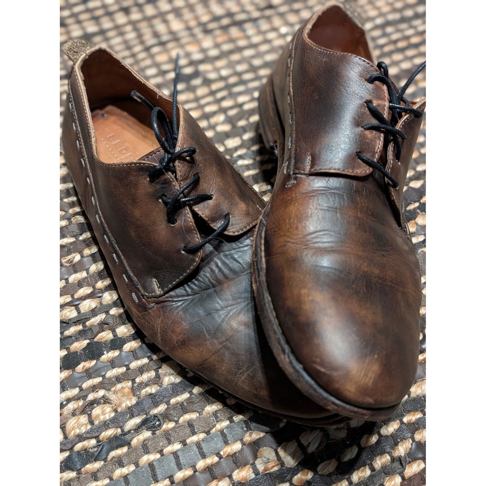 Bed Stu Mens Brown Leather Lace Up Oxford Derby Shoes Whipstitch Detail Size 10